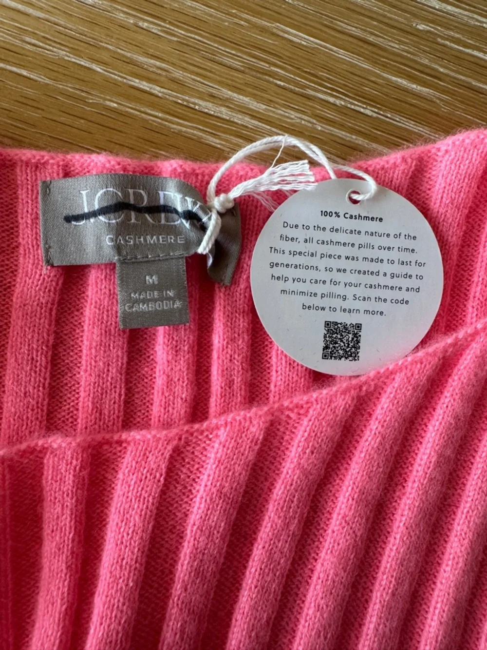 NWT J. CREW Women’s Wide-rib cashmere sweater shell Neon Capri Medium *SEE NOTE* - Picture 6 of 16